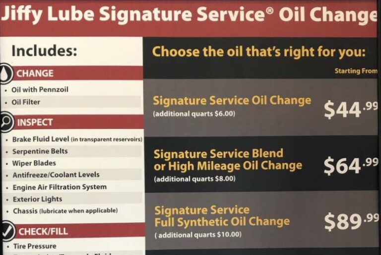 jiffy lube oil change prices 2016